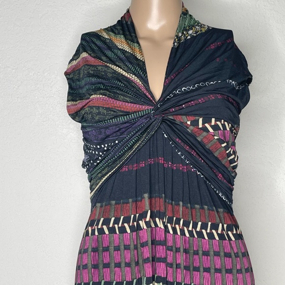 ETRO Milano Sleeveless Twist Front Light Tribal Print Midi Dress Size 42 (US 8) - Picture 3 of 13